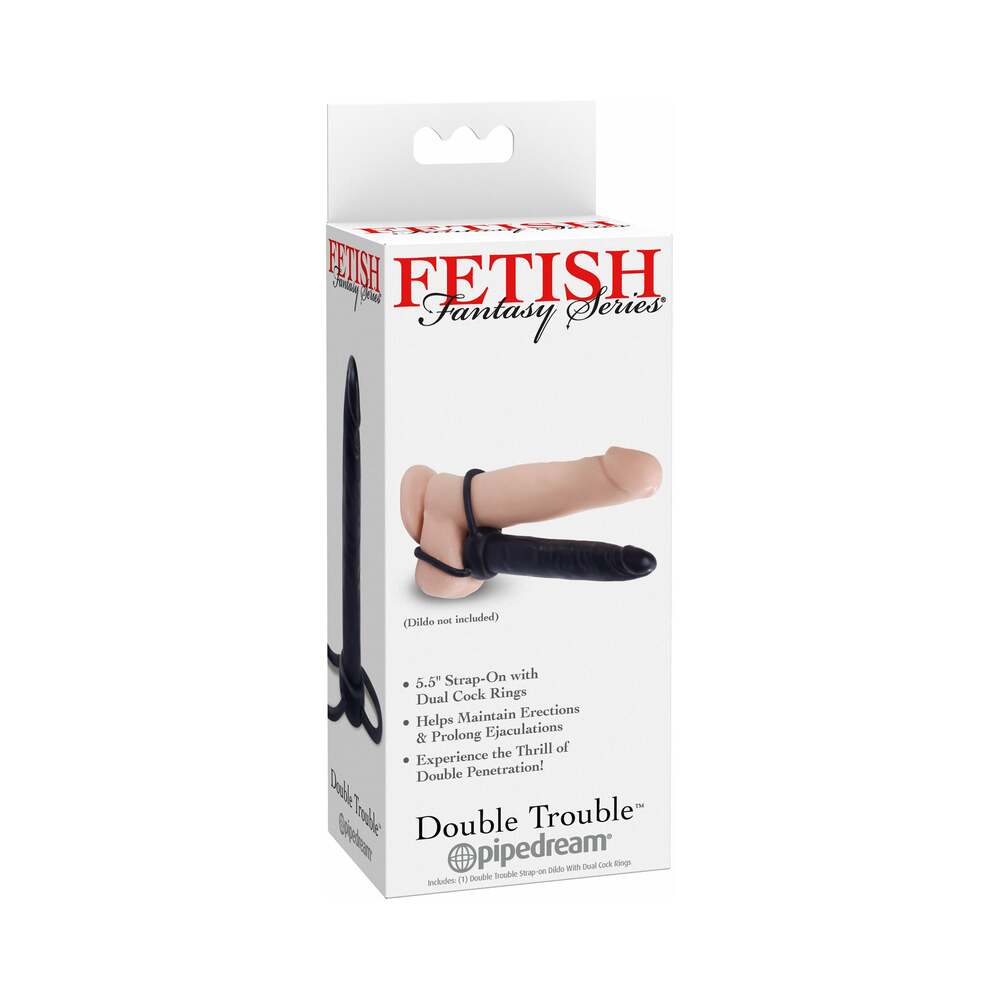 Fetish Fantasy Series Double Trouble Dual Cockring Strap-On With 5.5 " Dildo Black